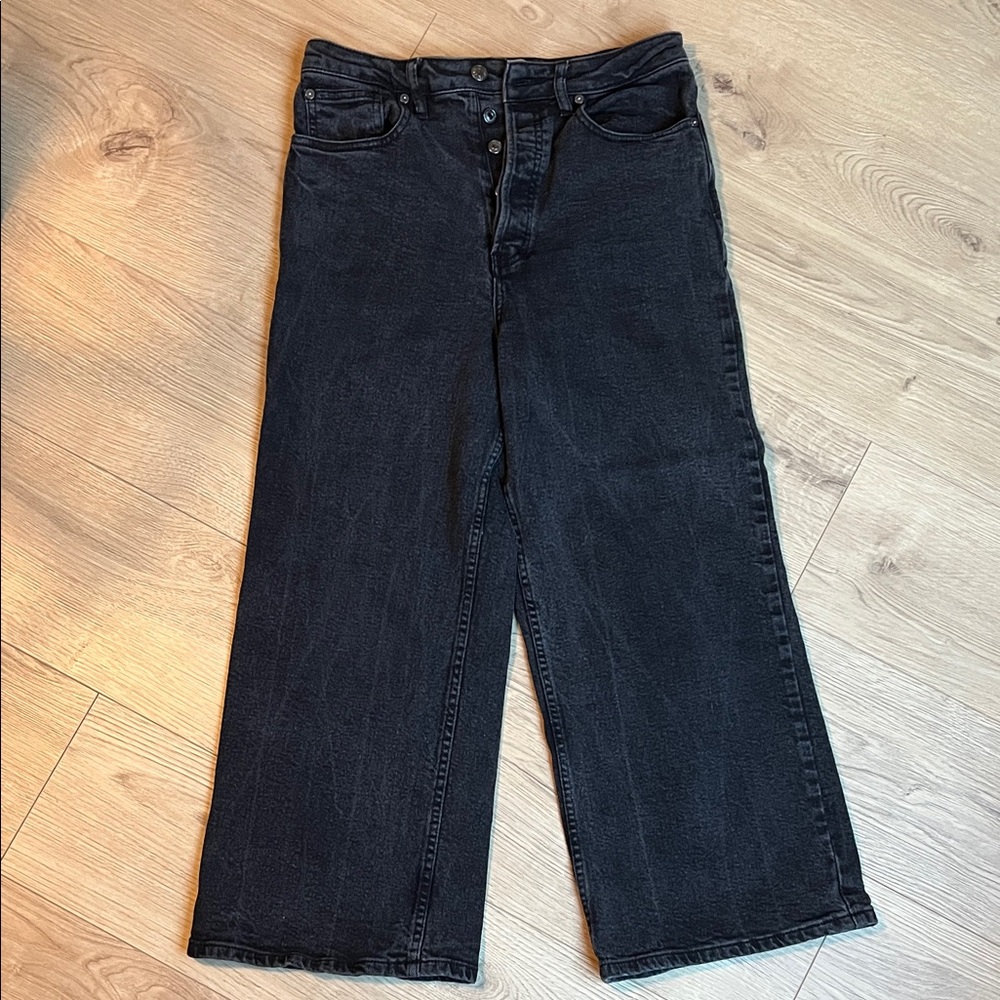 Free People Black Wide Jeans